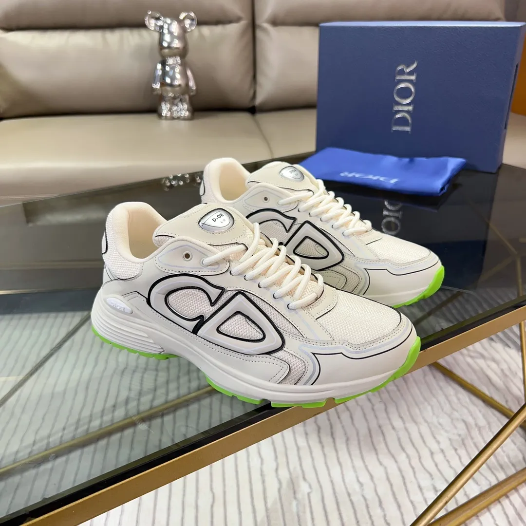 Men's Shoes💰P460💰【DIOR】Dior's new B30 low-top sneakers✅ are carefully made of gray mesh fabric and white technical fabric, decorated with reflective "CD30" graphic logo, and "DIO~B30" and "CD30" logos on the heel and tongue. An extra-light, sculpted rubber sole with signature accents adds style, while internal stretch details create ideal comfort. It can be matched with various casual styles to show a fashionable and modern sports style. Code number: 38-44 (45 can be customized)